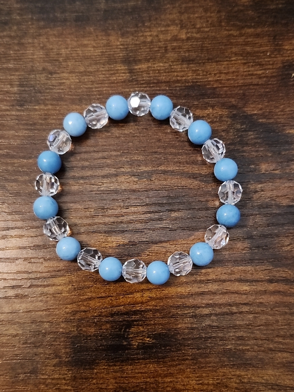 Handmade Bracelet With Larimar And Preciosa Czech Crystal Beads